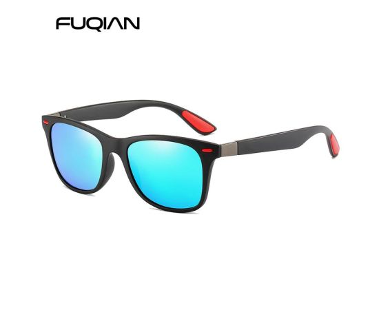 FUQIAN Hot Sale Polarized Sunglasses Men Women Classic Square Plastic Driving Sun Glasses Male Fashion Black Shades UV400