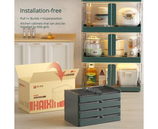 Folding Storage Cabinet Kitchen Outdoor Snacks Multi-storey Storage Lockers Installation-free Plastic Clothing Organizer Box