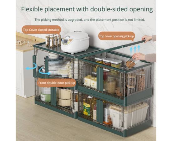 Folding Storage Cabinet Kitchen Outdoor Snacks Multi-storey Storage Lockers Installation-free Plastic Clothing Organizer Box