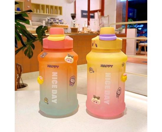 Girls' High Beauty Water Bottle Gradient Color Ton Barrel Net Red Creative Outdoor Portable High Capacity Plastic Water Cup