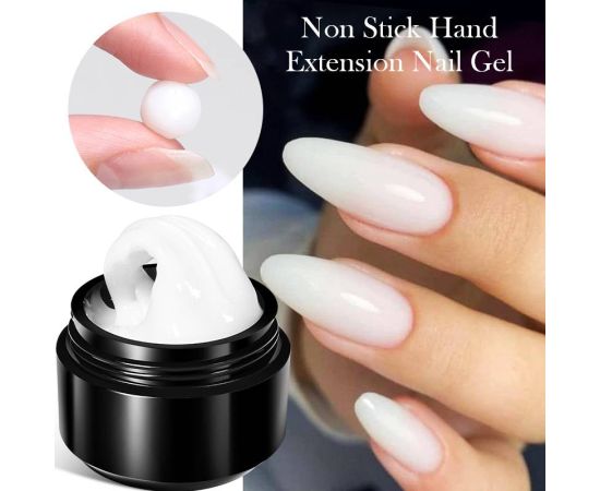 BORN PRETTY 15ML Non Stick Hand Solid Extension Nail Gel Clear Nude Pink Extension Gel Rhinestone Glue Gel Easy to Operate