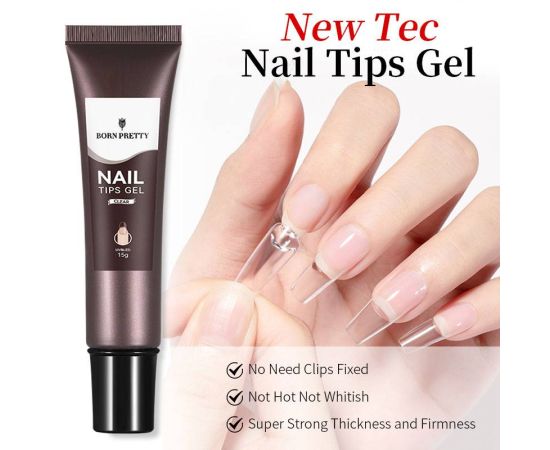 BORN PRETTY 15g New Tec Nail Tips Gel Transparent Nail Gel Soak Off UV LED Nail Art Gel Varnish Function Gel Nail Extension Gel