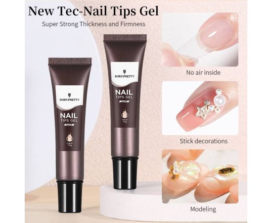 BORN PRETTY 15g New Tec Nail Tips Gel Transparent Nail Gel Soak Off UV LED Nail Art Gel Varnish Function Gel Nail Extension Gel