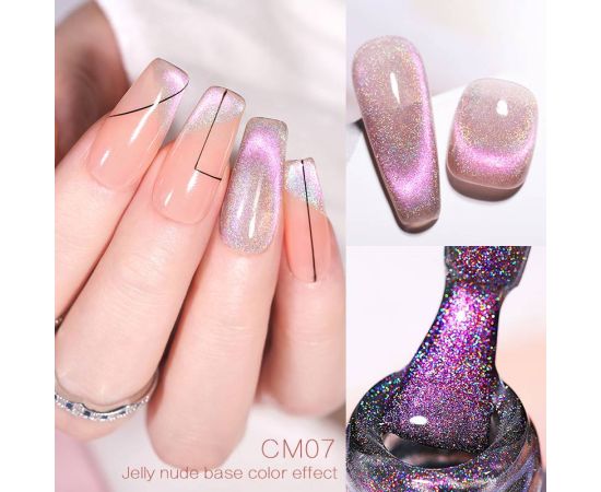 BORN PRETTY 7ml 9D Laser Cat Magnetic Gel Nail Gel Pink Magnetic Gel Soak Off UV LED Nail Varnish UV Gel Need Pink Nude Base