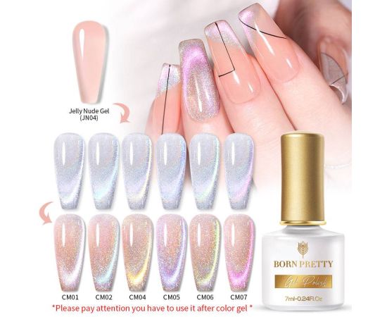 BORN PRETTY 7ml 9D Laser Cat Magnetic Gel Nail Gel Pink Magnetic Gel Soak Off UV LED Nail Varnish UV Gel Need Pink Nude Base