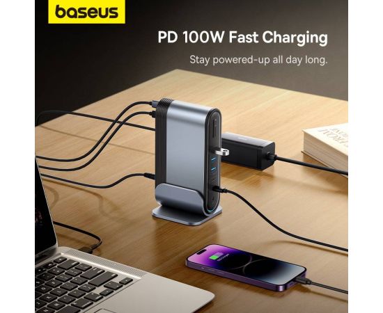 Baseus 17 in 1 Gen2 USB C HUB Dual 4K@60Hz HDMI-compatible DP USB 3.0 with Power Adapter Docking Station for MacBook Pro M1 M2