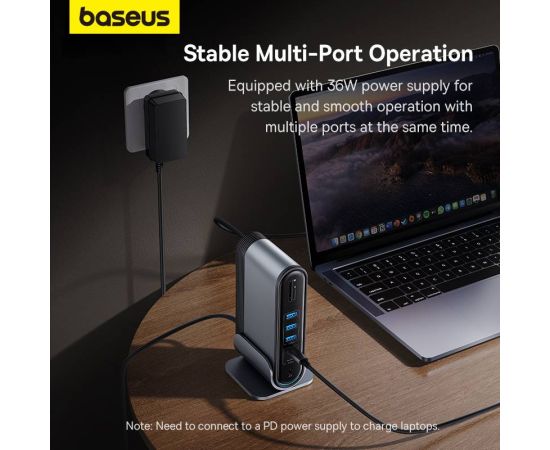 Baseus 17 in 1 Gen2 USB C HUB Dual 4K@60Hz HDMI-compatible DP USB 3.0 with Power Adapter Docking Station for MacBook Pro M1 M2