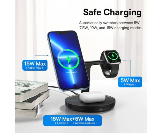 Baseus 3 in 1 20W Magnetic Wireless Chargers Stand For iPhone 12 13 14 Charger Dock Station for Airpods Pro Wireless Charger