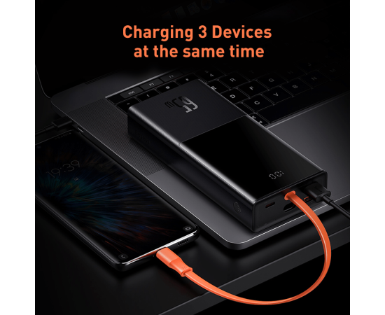 Baseus 65W Power Bank 20000mAh with Type C Two-Way Cable External Battery for Phone and Notebook, Three-Port Fast charging