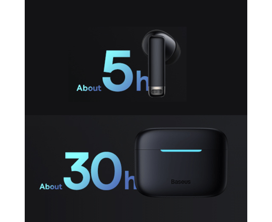 Baseus E9 TWS Bluetooth 5.3 Earphones ENC Wireless headphones, 4-mic HD calling, 30 hours of battery life, Wireless charging
