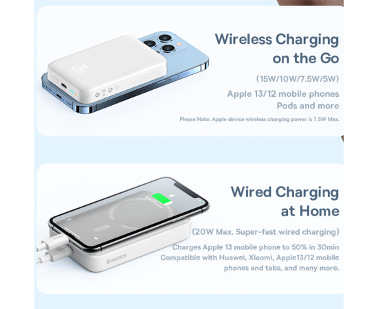 Baseus Power Bank 10000mAh Mini Magnetic Wireless Fast Charge with Auto-wake For iPhone 14 13 12 Pro Max Magsafe Powerbank