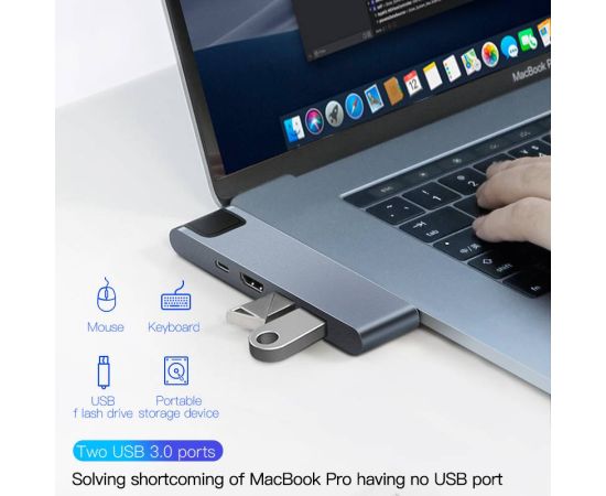 Baseus USB C HUB USB HUB to USB 3.0 HDMI-compatible Adapter for MacBook Pro Air HUB TB 3 Dock RJ45 USB Splitter Dual Type C HUB