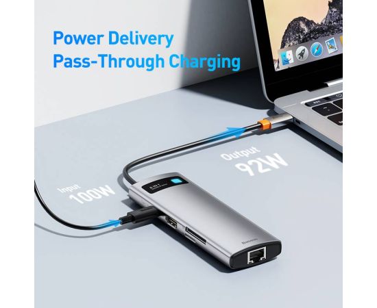 Baseus USB C Hub 4K@30Hz USB C to HDMI-compatible 8-in-1 USB Hub RJ45 PD 100W Adapter for Macbook M2 M1 PC Accessories Clearance