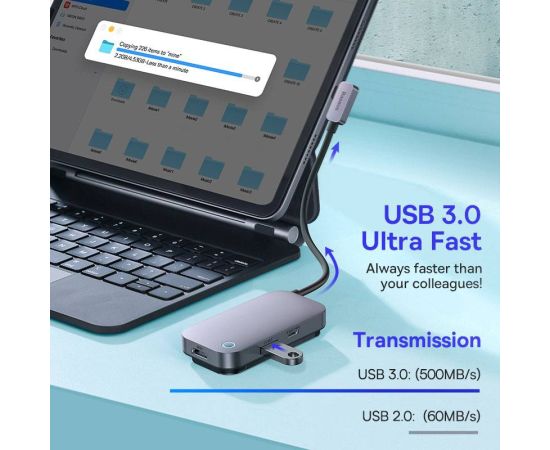 Baseus USB C Hub for iPad Pro 6-in-1 USB Hub Docking Station USB C to HDMI-Compatible PadJoy Typc-C Hub with SD/TF Metal Adapter