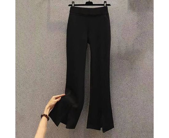 2023 New Little Fragrance Two Piece Set Streetwear Stylish V-Neck Tweed Jacket+High Waist A-Line Skirt With Split Wide Leg Pants