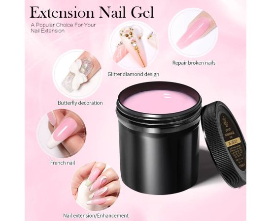 BORN PRETTY 1kg Jelly Extension Nail Gel Clear Pink White Hard Gels Gel Nail Polish Soak Off Gel Varnish Self Leveling Nail Gel