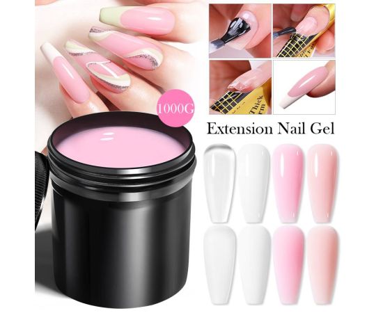 BORN PRETTY 1kg Jelly Extension Nail Gel Clear Pink White Hard Gels Gel Nail Polish Soak Off Gel Varnish Self Leveling Nail Gel