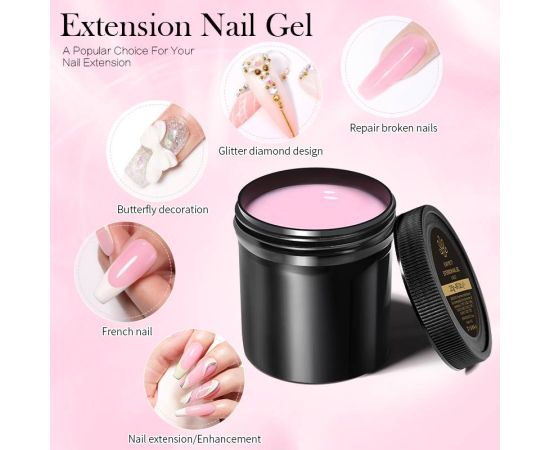 BORN PRETTY 225g Nail Extension Gel Jelly White Pink Clear Gel Nail Polish Fast Extending UV Nail Hard Gels Soak Off Gel Varnish