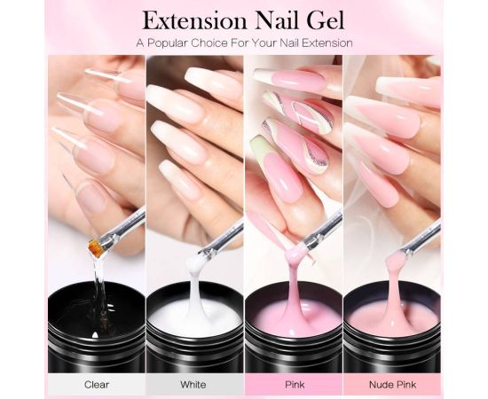 BORN PRETTY 225g Nail Extension Gel Jelly White Pink Clear Gel Nail Polish Fast Extending UV Nail Hard Gels Soak Off Gel Varnish