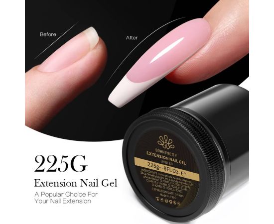 BORN PRETTY 225g Nail Extension Gel Jelly White Pink Clear Gel Nail Polish Fast Extending UV Nail Hard Gels Soak Off Gel Varnish