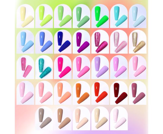 BORN PRETTY 39/21PCS Neon Gel Nail Polish Set Nude Pink Yellow Green Blue Glitter Colors Gel Polish Kit Base Gel Top Coat