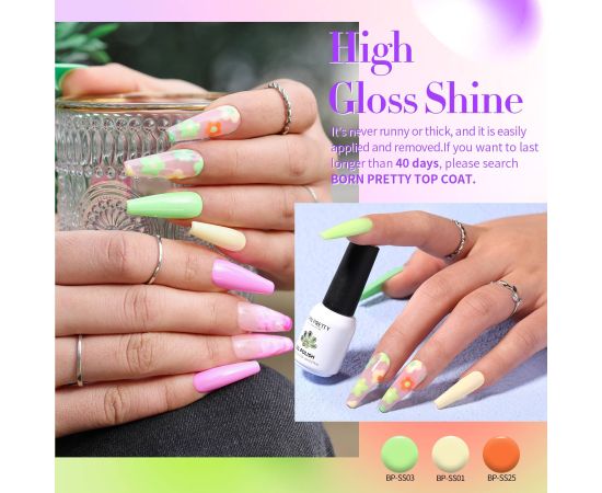 BORN PRETTY 39/21PCS Neon Gel Nail Polish Set Nude Pink Yellow Green Blue Glitter Colors Gel Polish Kit Base Gel Top Coat