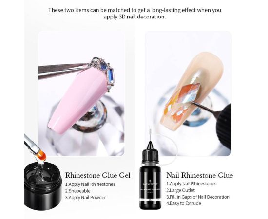 BORN PRETTY 5g/Box Rhinestones Glue Gel Transparent Color Sticky Gel For Manicure Rhinestone Jewelry Decorations Nail Glue
