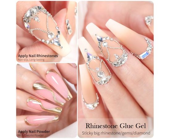 BORN PRETTY 5g/Box Rhinestones Glue Gel Transparent Color Sticky Gel For Manicure Rhinestone Jewelry Decorations Nail Glue