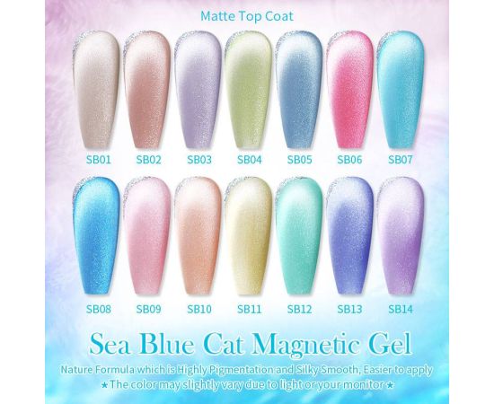 BORN PRETTY 7ml Sea Blue Cat Magnetic Gel Blue Red Magnetic Nails Long Lasting Nail Gel Semi Permanent Soak Off UV Gel Varnish