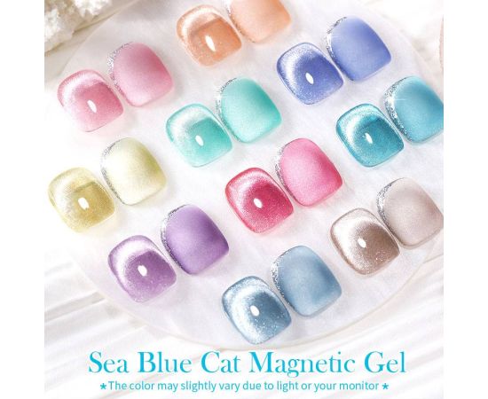 BORN PRETTY 7ml Sea Blue Cat Magnetic Gel Blue Red Magnetic Nails Long Lasting Nail Gel Semi Permanent Soak Off UV Gel Varnish