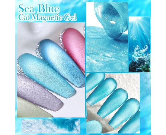 BORN PRETTY 7ml Sea Blue Cat Magnetic Gel Blue Red Magnetic Nails Long Lasting Nail Gel Semi Permanent Soak Off UV Gel Varnish