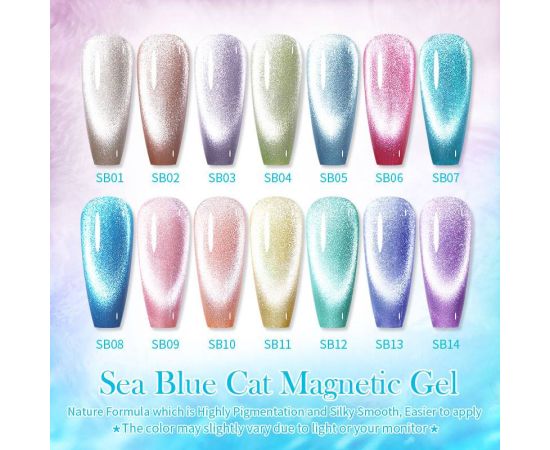 BORN PRETTY 7ml Sea Blue Cat Magnetic Gel Blue Red Magnetic Nails Long Lasting Nail Gel Semi Permanent Soak Off UV Gel Varnish