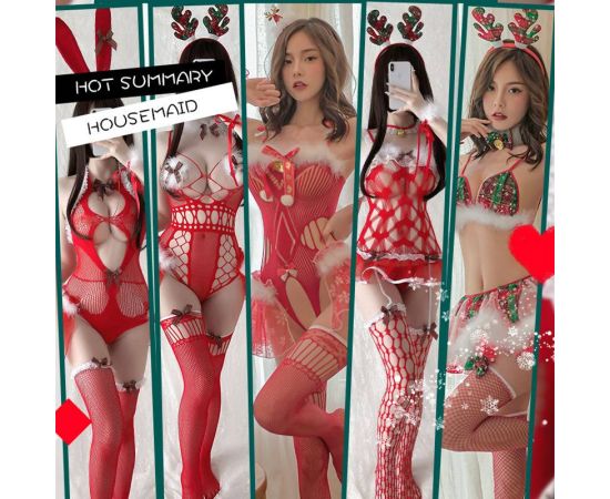 Christmas Sexy Erotic Suit Sets For Women Cosplay Costume Sex Clothes Dress Jumpsuit Bodysuit Lingerie Exotic Apparel Uniform