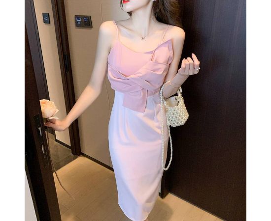 French Chic Elegant Sling Dress Women Fashion 2023 Summer Korean Style Office Midi Dresses for Women Club Party Dress