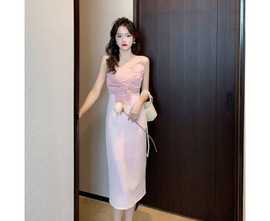 French Chic Elegant Sling Dress Women Fashion 2023 Summer Korean Style Office Midi Dresses for Women Club Party Dress