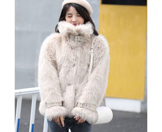 New Autumn Winter Faux Fur Lamb Jacket Women Fashion Lapel Zipper Short Coat Lady Thick Warm Shaggy Loose Plush Coat Female
