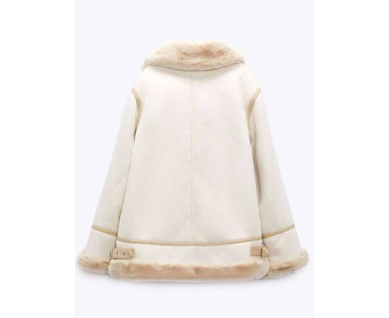 Winter Fur Coat Women Thick Faux Leather Sheepskin Coat Female Shearling Bomber Sheepskin Leather Jacket