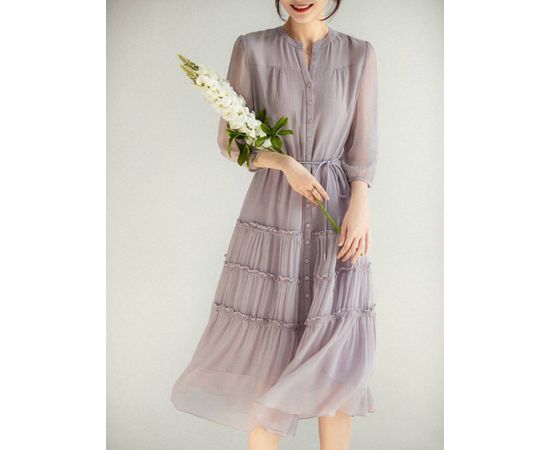 Women Elegant Mesh Long Sleeve Dress 2023 Spring Summer Thin Section Breathable V-neck Cardigan Midi Dress Women Casual Dress