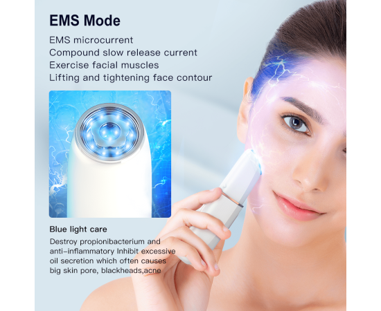 ANLAN 6 In 1 RF Beauty Device EMS Face Lifting Facial Mesotherapy Radio Frequency Red and Blue Colors EMS RF Facial Massager