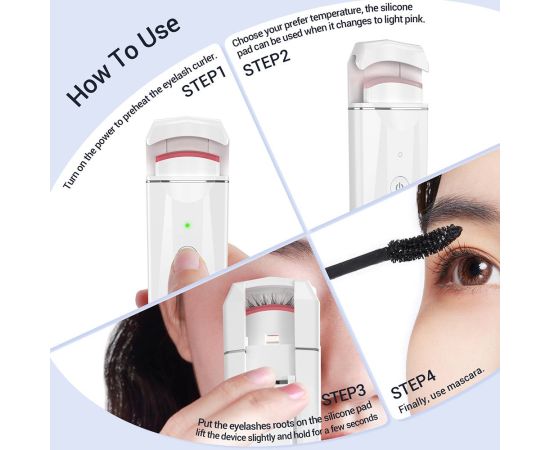 ANLAN Rechargeable Heated Eyelash Curler  Long Lasting Eye Lash Curl Electric Eyelashes Clip Eyelash Curler Device Makeup Tools