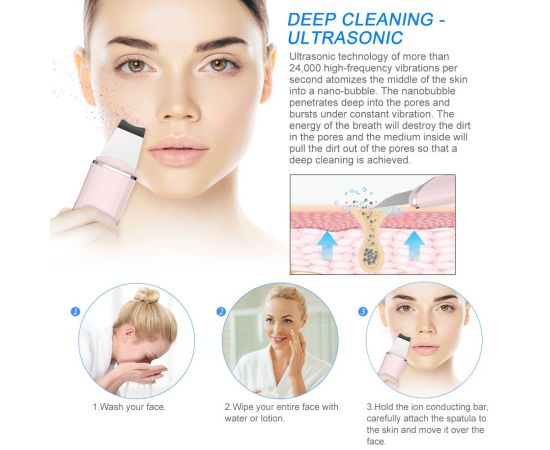 ANLAN Ultrasonic Skin Scrubber Deep Face Cleaning Machine Peeling Shovel Facial Pore Cleaner Face Skin Scrubber Lift Machine