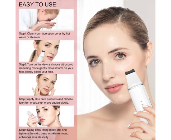 ANLAN Ultrasonic Skin Scrubber Limpieza Facial Pore Spatula EMS Lifting Blackhead Removal Ultrasonic Face Peeling Ultrassonico