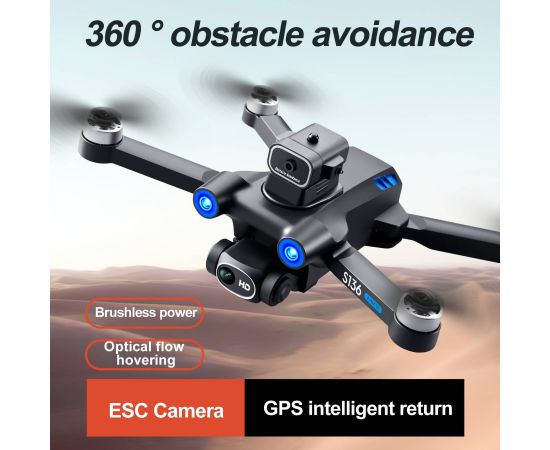 S136 GPS Drone 4K Professional 8K Dual ESC Camera Optical Flow Positioning Obstacle Avoidance Brushless RC Foldable Quadcopter