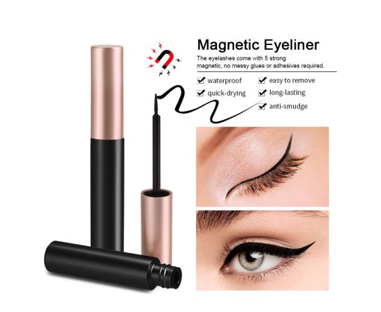3Pairs Magnetic Eyelashes False Eyelash Naturel Mink Eyelashes Repeated Use Waterproof Liquid Eyeliner With Tweezer Makeup Set