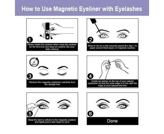 3Pairs Magnetic Eyelashes False Eyelash Naturel Mink Eyelashes Repeated Use Waterproof Liquid Eyeliner With Tweezer Makeup Set