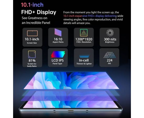 Blackview Tab 13 Tablet Pad 10.1'' FHD+ Display 6GB 128GB MTK Helio G85 Octa core PC Mode 7280mAh  13MP Camera Android 12