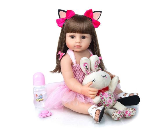 Hot Selling 55 cm Bebe Doll Reborn Toddler Girl Pink Princess Very Soft Full Body Silicone Beautiful Doll Real Touch Toy Gifts