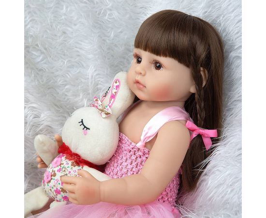 Hot Selling 55 cm Bebe Doll Reborn Toddler Girl Pink Princess Very Soft Full Body Silicone Beautiful Doll Real Touch Toy Gifts