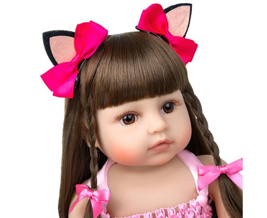 Hot Selling 55 cm Bebe Doll Reborn Toddler Girl Pink Princess Very Soft Full Body Silicone Beautiful Doll Real Touch Toy Gifts