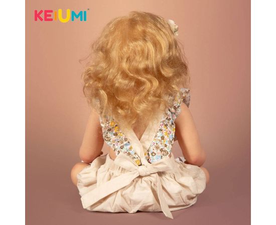 KEIUMI 55CM Full Silicone Body Doll Reborn Baby Waterproof Hand-detailed Painting Rooted Fiber Hair Princess Dolls For Girls